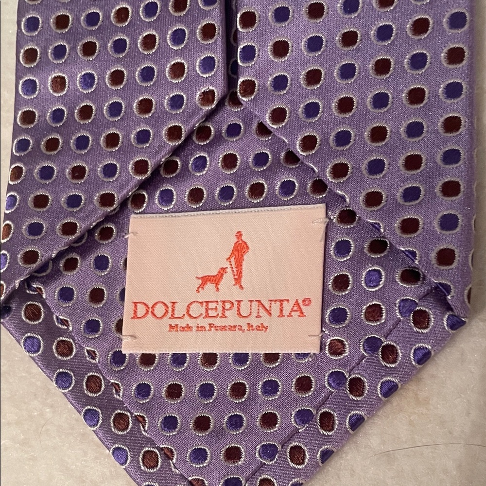 Dolcepunta Purple Tie With Brown Polka Dots